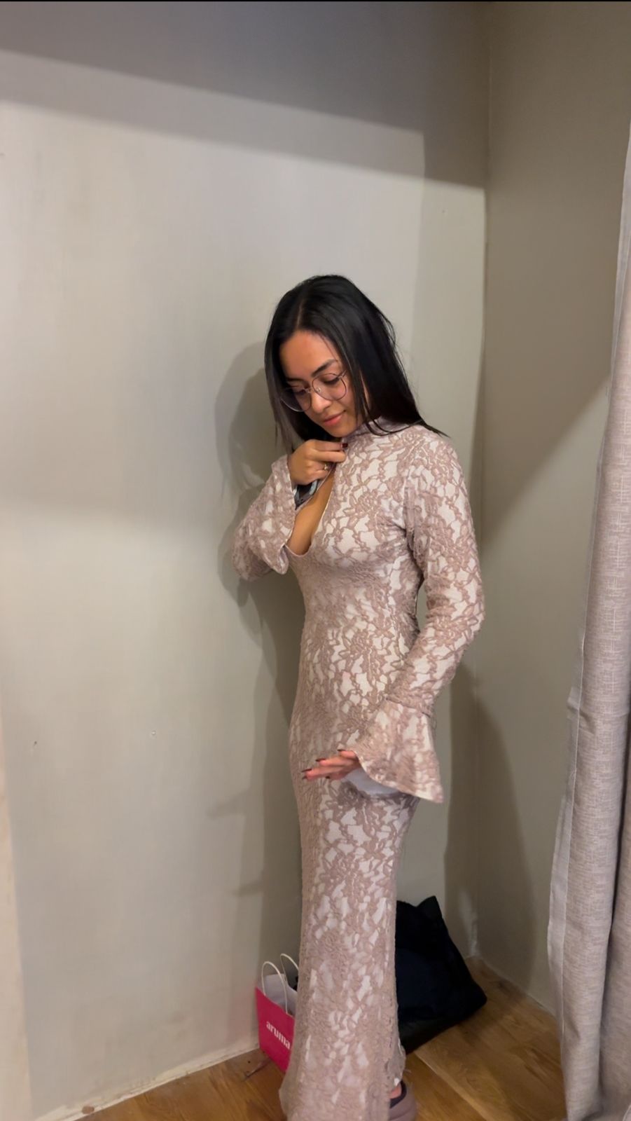 Vestido Encaje Manga Larga